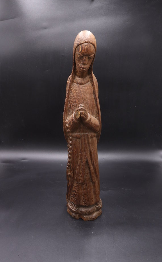 アフリカのアンティーク木製フィギュア 聖母マリア像 手彫り 19
