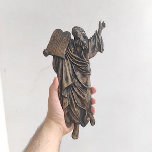 Antike Moses Hält Die Zehn Gebote Handgemachte Figur Statue geschnitzt