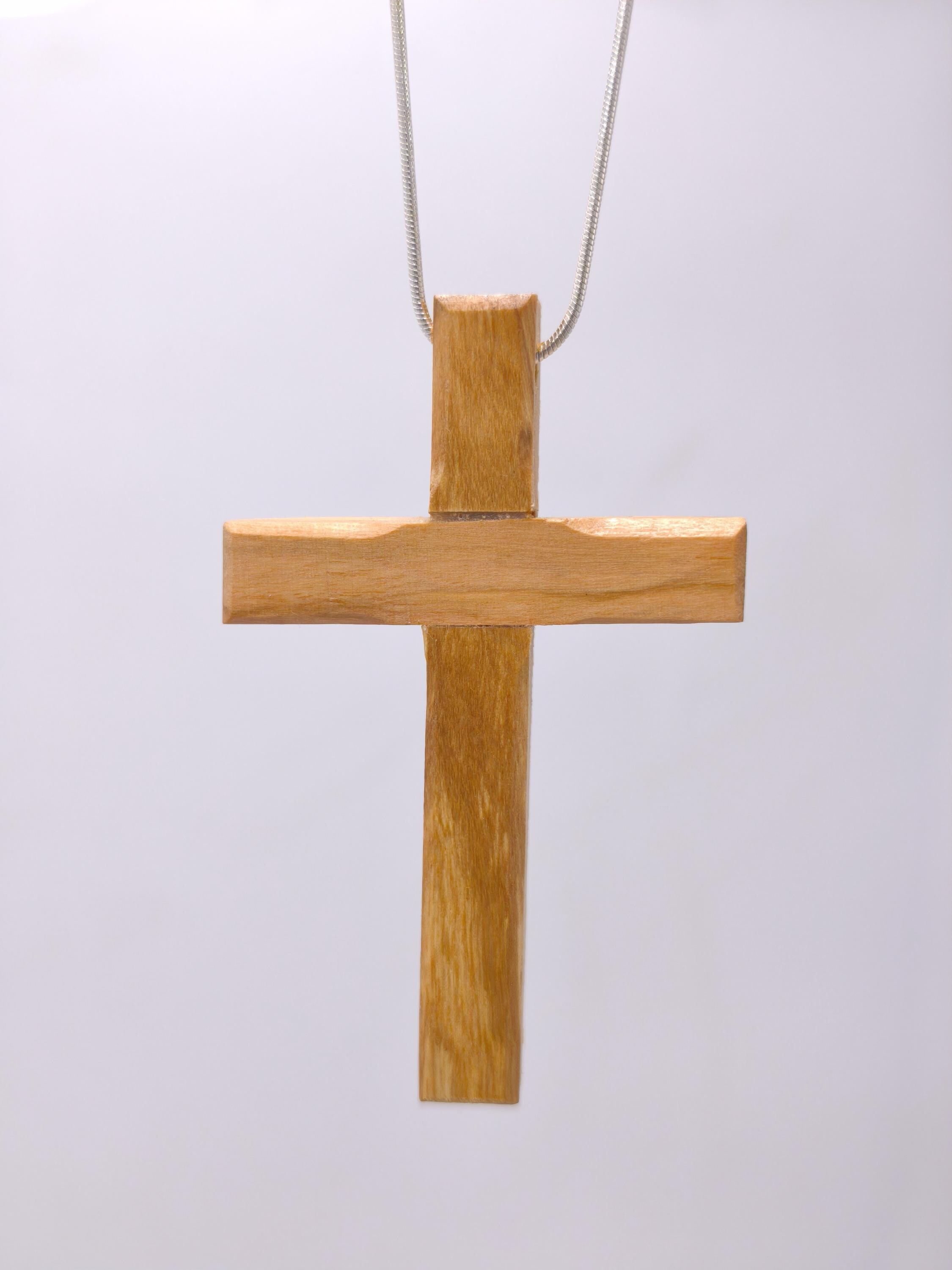 Collana Con Croce Cristiana In Legno D'ulivo Realizzata A Mano A - 2