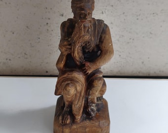 Vintage Carved Wood Moses Statue Sculpture Handmade figure