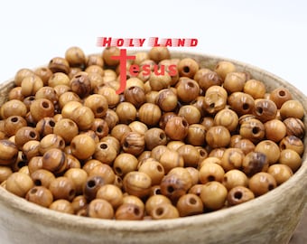 Beads Olive Wood Hand Made  Holy Land Rosary Maker Bead Jerusalem7- 8mm Necklace