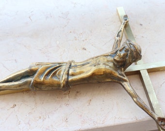 Vintage Crucifix Brass Christianity wall Religion cross