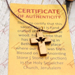 Necklace Holy Spirit Cross Crucifix Olive Wood Holy Land Bethlehem Souvenir