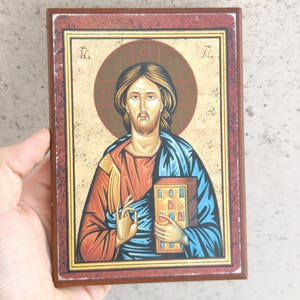 Icon Vintage Jesus Christ Byzantine Religion hanging wall Christianity
