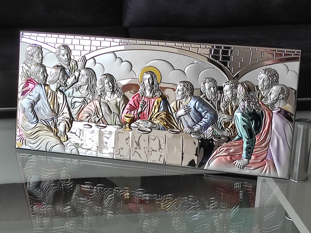 The Last Supper Colored Silver 950 Holy Icon Handicraft Christian Gold ...