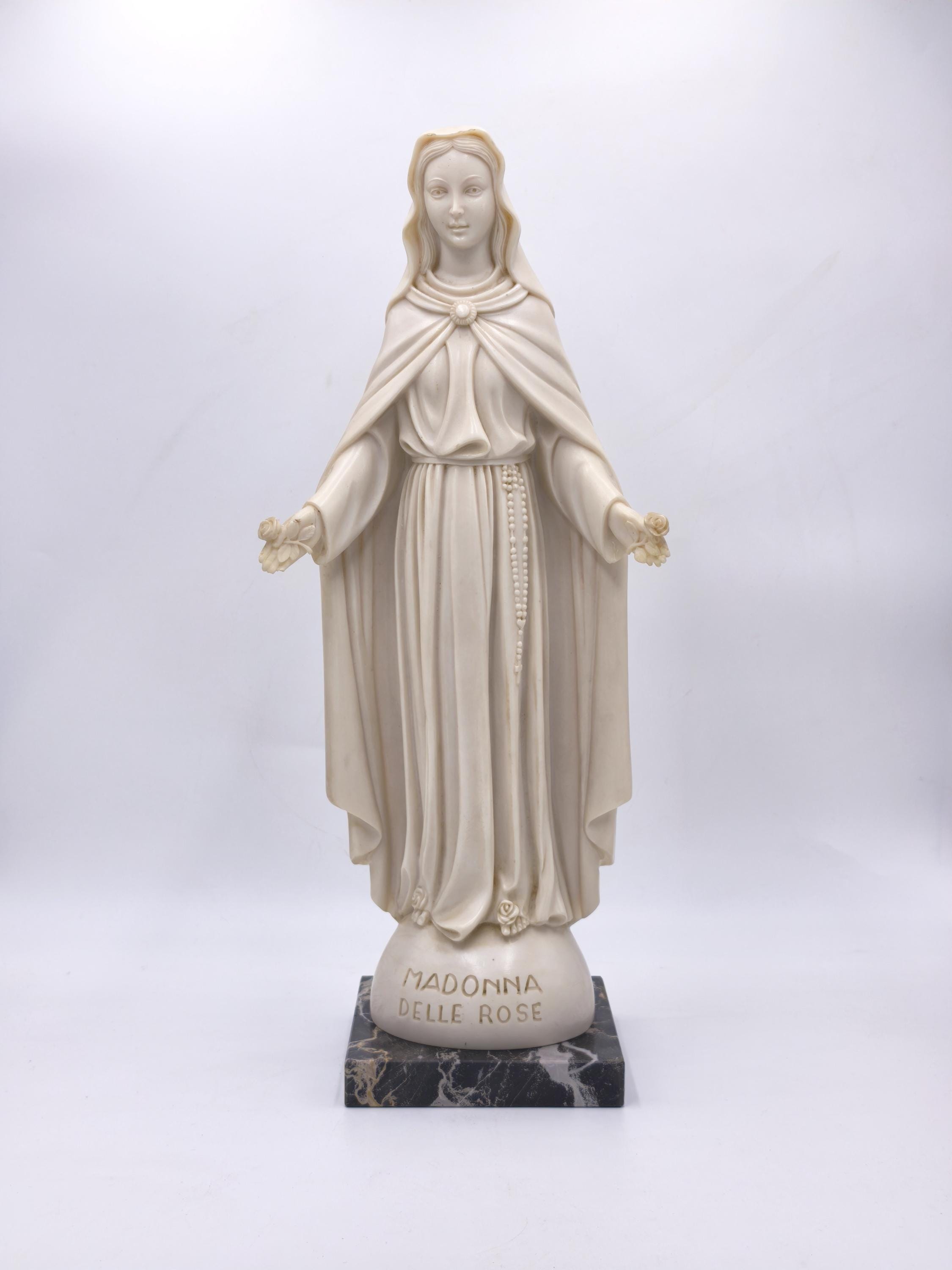 Madonna Delle Rose Vintage Statue Virgin Mary Figurine Italy