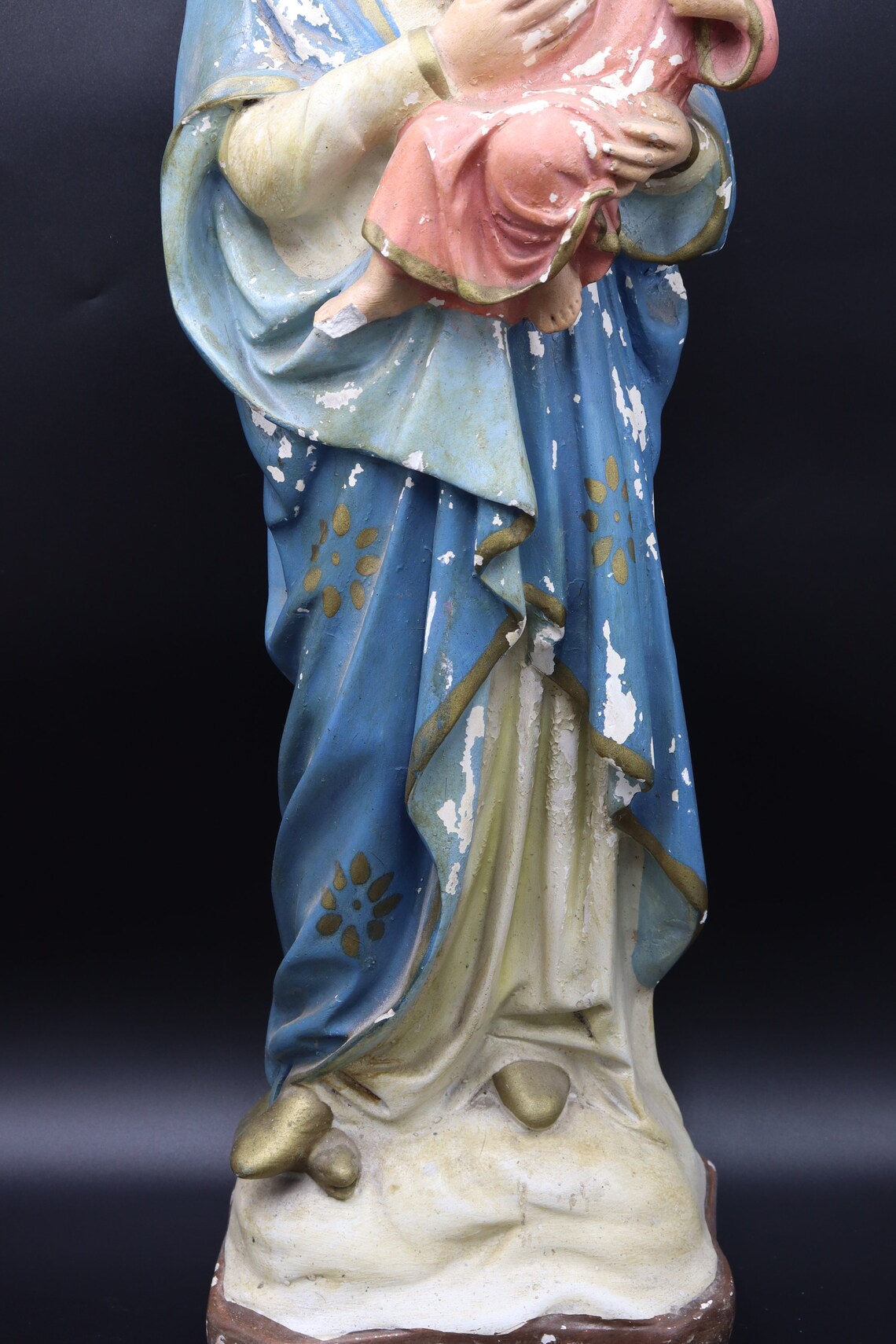 Large Antique Statue Virgin Mary Lady Madonna With Child Large Figure ...