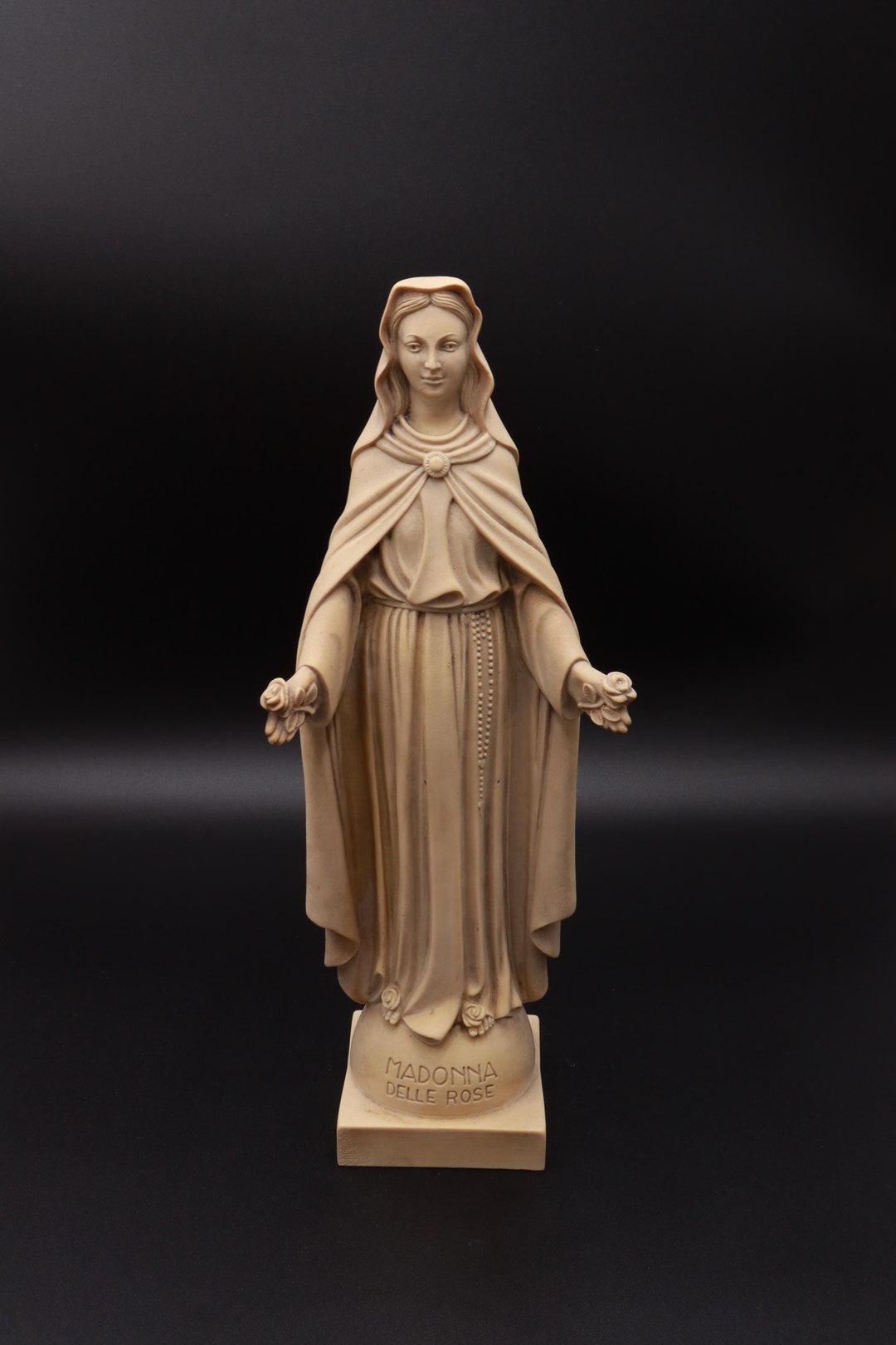 Antique Madonna Delle Rose Statue - Virgin Mary Religious Mother