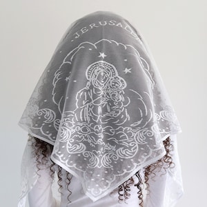 Mantilla Jerusalem Church Payers Women Dantil Lace Scarf Head Cover Holy Land Black Green White