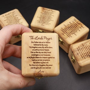 Vater unser Gebet 6 Stück Box geschnitzt Geschenk Olivenholz Heilige Land Hand Made Jerusalem