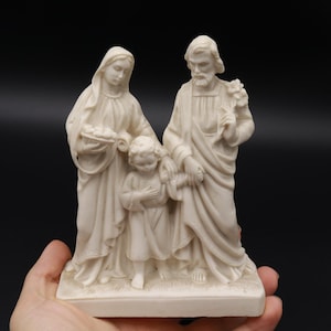 Vintage Holy Family Statue - Virgin Mary, Jesus Child, Saint Joseph - Christian Religious Art Beautiful details