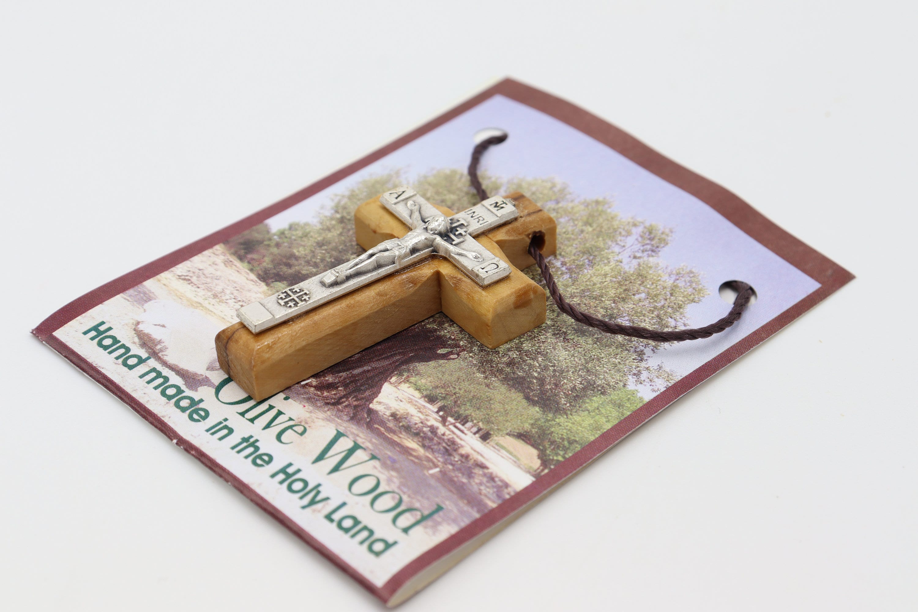 Collana Con Croce Cristiana In Legno D'ulivo Realizzata A Mano A - 9