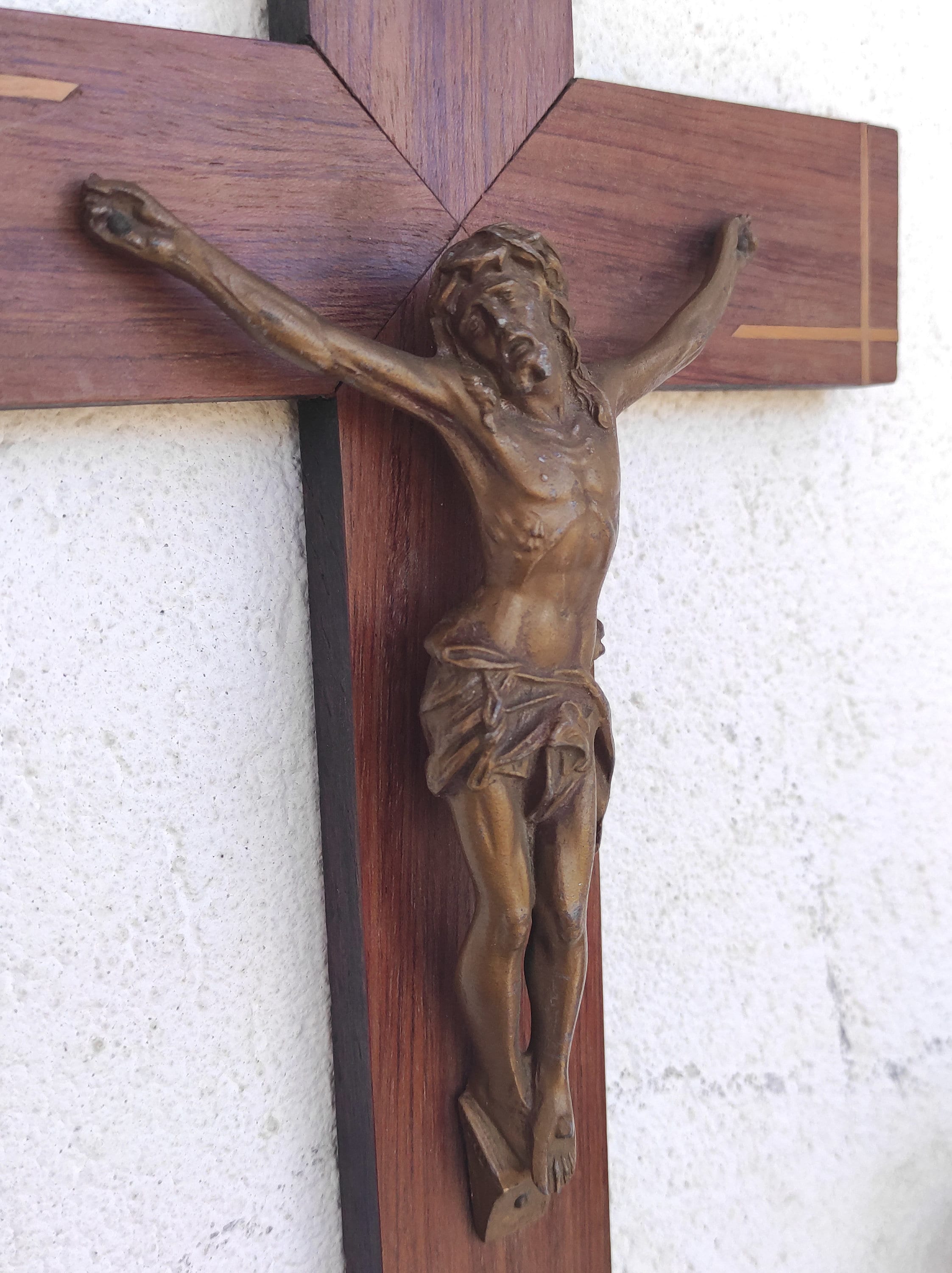 アンティーク クロス 木製 十字架 イエス キリスト キリスト教 壁 13.7