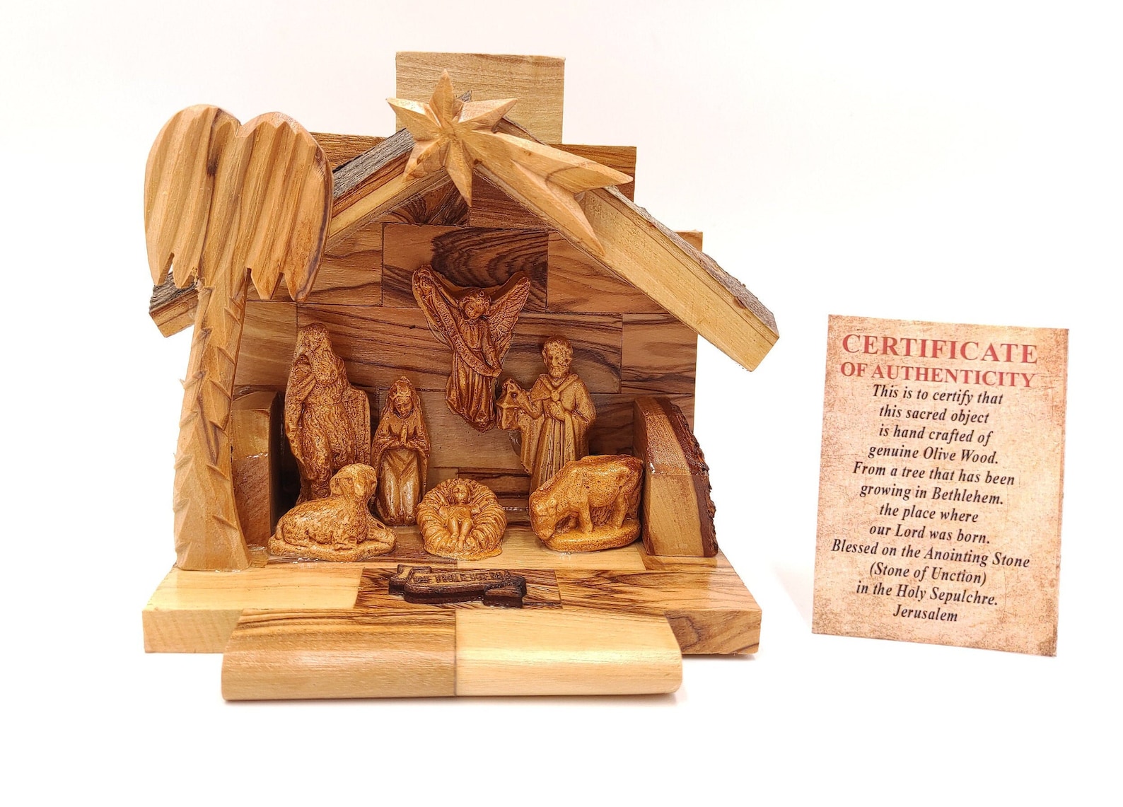 Nativity Christmas With Certificate Carved on Olive Wood Hand Etsy