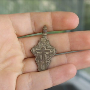 Antique Authentic Ancient Russian Orthodox Cross 18th Very Old Necklace