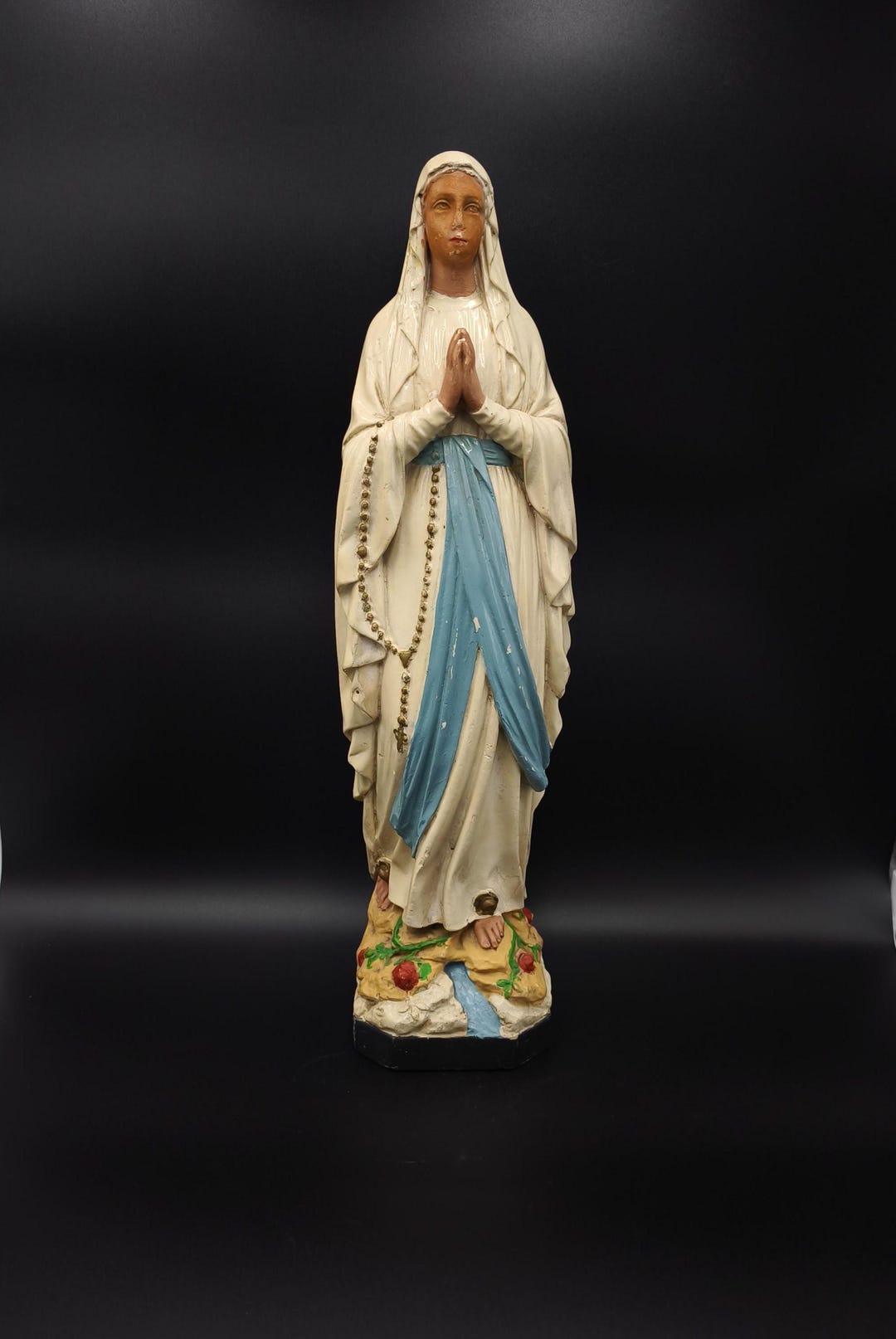 Vintage Our Lady of Lourdes Statue - 17" French Madonna Mary Figurine ...