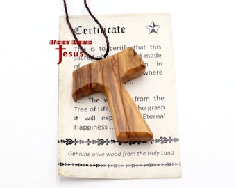 Halskette Franziskaner Tau Olivenholz Kreuz Anhänger Hand Made Heiliges Land