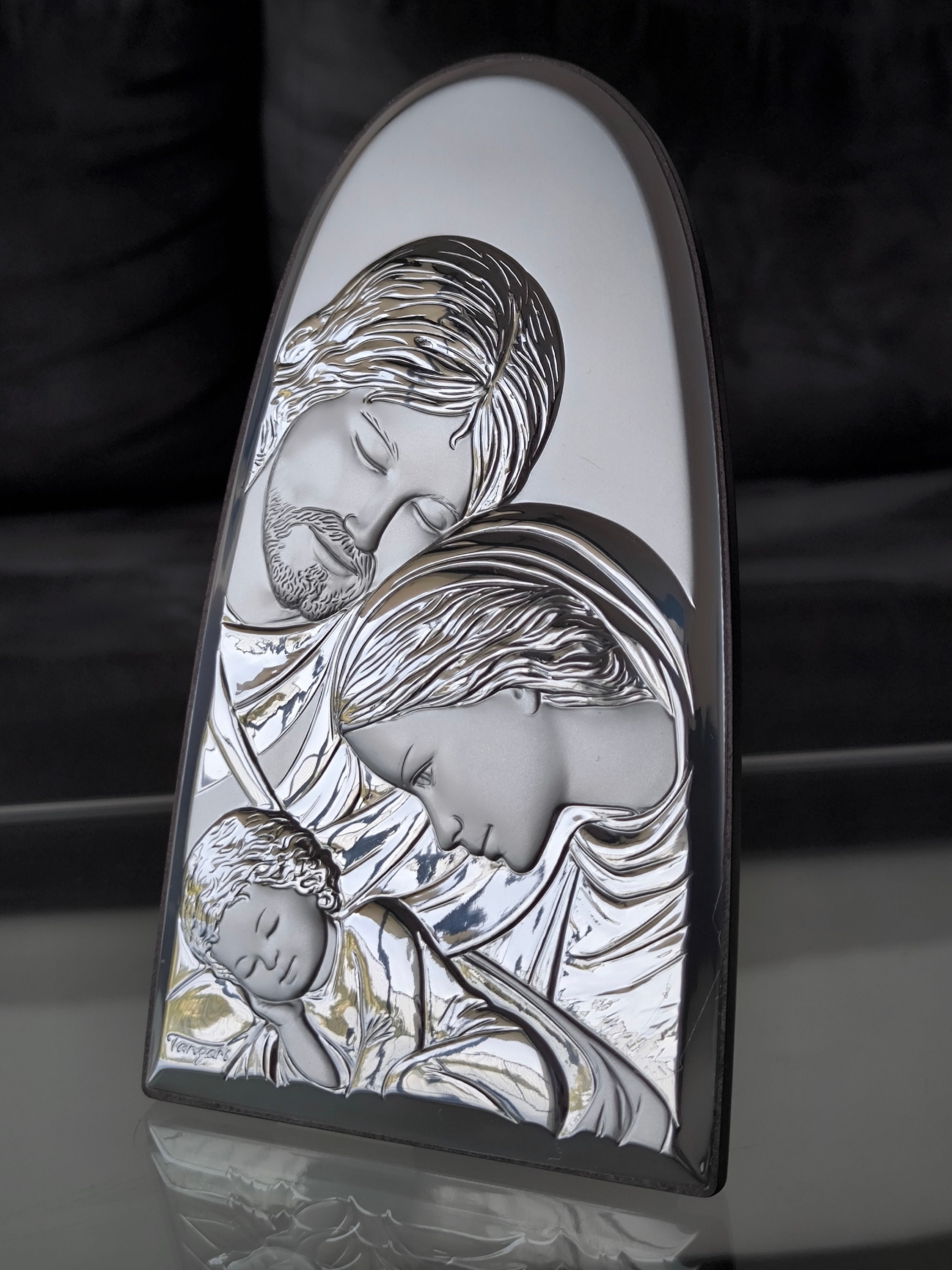 The Holy Family Icon Silver Religious Wood Handicraft Christianity ...