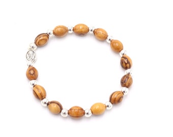 Hand Made Bracelet Olive Wood From Jerusalem Holy Land Jesus Blessed Prayer