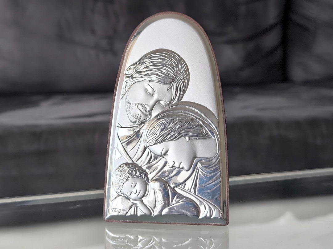 The Holy Family Icon Silver Religious Wood Handicraft Christianity ...