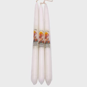 White Candles 3 pc set Holy Land Jerusalem souvenir religion 11 inch