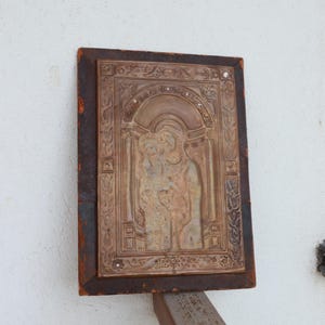 Antike Ikone Jungfrau Maria Jesus Kind hängend handgemacht religiöser Christ
