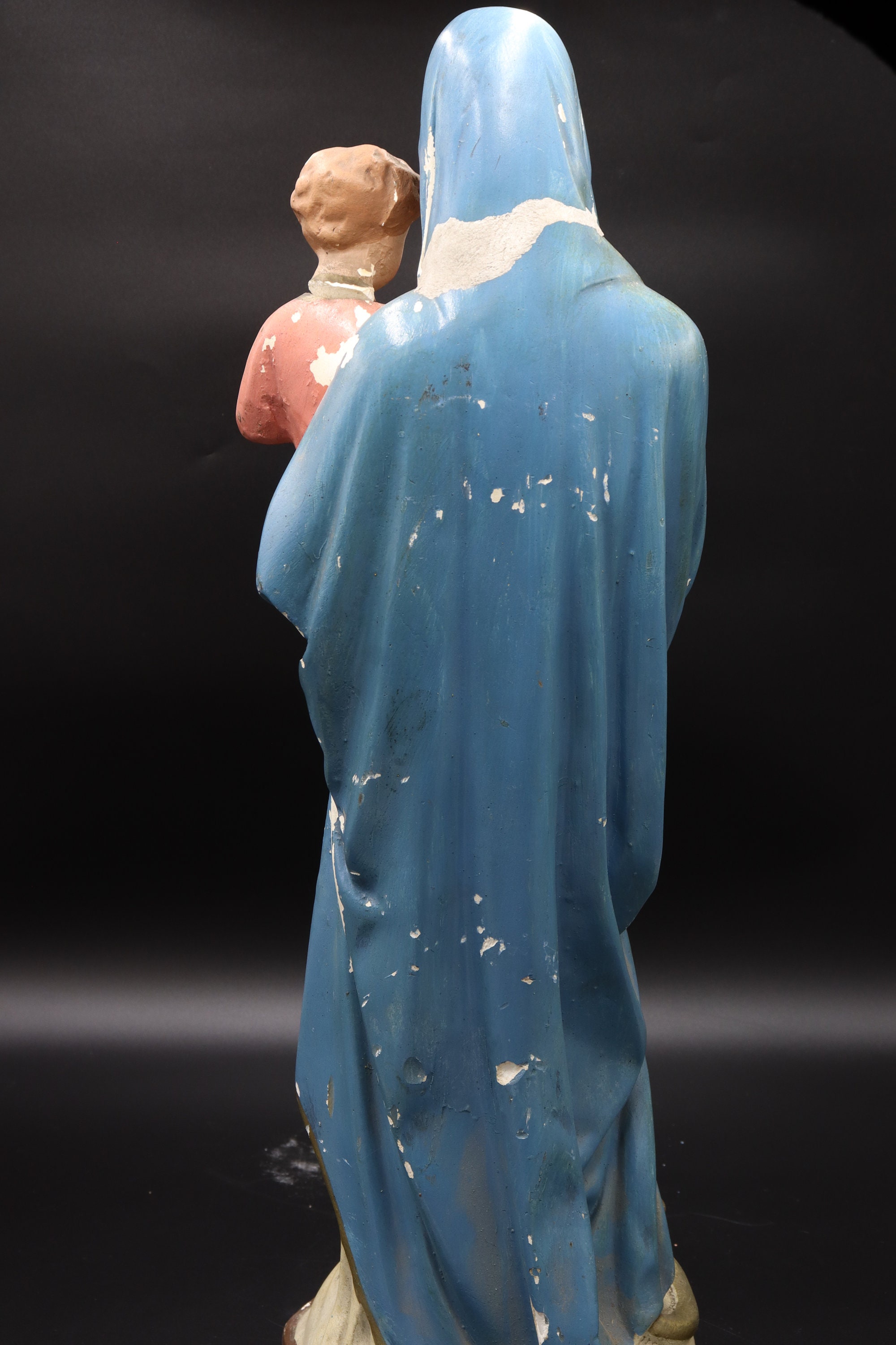 Large Antique Statue Virgin Mary Lady Madonna With Child Large Figure ...