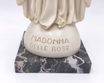 Madonna Delle Rose Vintage Statue Virgin Mary Figurine Italy