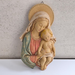 Vintage Italy Virgin Mary Statue - Madonna with Child Jesus Figurine art Hanging