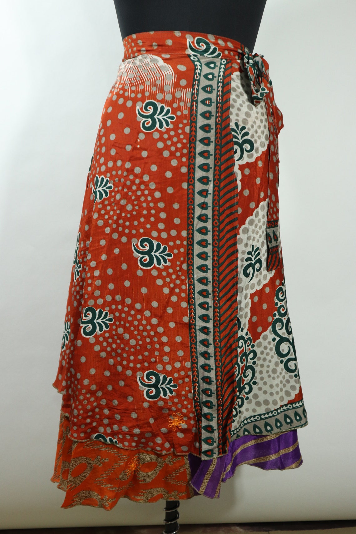Bohemian Ethnic Wrap skirtsDouble Layer Long/Women Skirts | Etsy