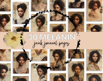 Melanin Vintage Black Girl Mixed Media Papers, African American, Junk Journal Kit, Digital Papers, Printable Ephemera, Digital Journal Kit