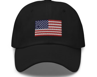 American Flag Hat, USA Flag Cap, USA Flag Embroidered Dad Hat, American Flag Embroidered Baseball Cap, USA 6 Panel Cap