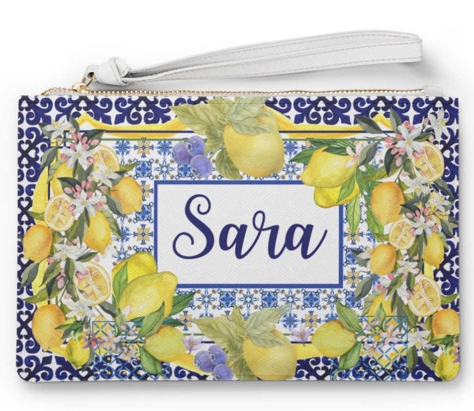 Positano Clutch Bag Purse Pochette - Artisan Italy Lemon Tile