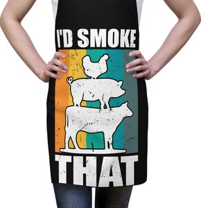 meat smoker apron | funny I&#39;d smoke that apron for smoke master grilling enthusiast | barbecue pitmaster gift for birthday fathers day