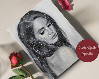 Lana Del Rey Glitter Embellished Art Print for Home Decor - "Brooklyn Baby" Original Oil Painting Reproduction