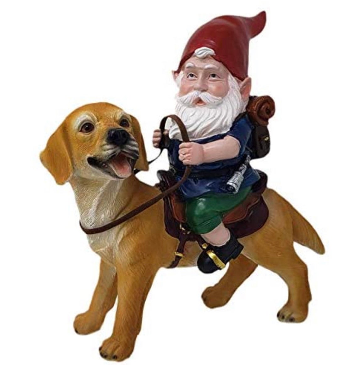 Gnomes Riding Dog Garden Statue Etsy