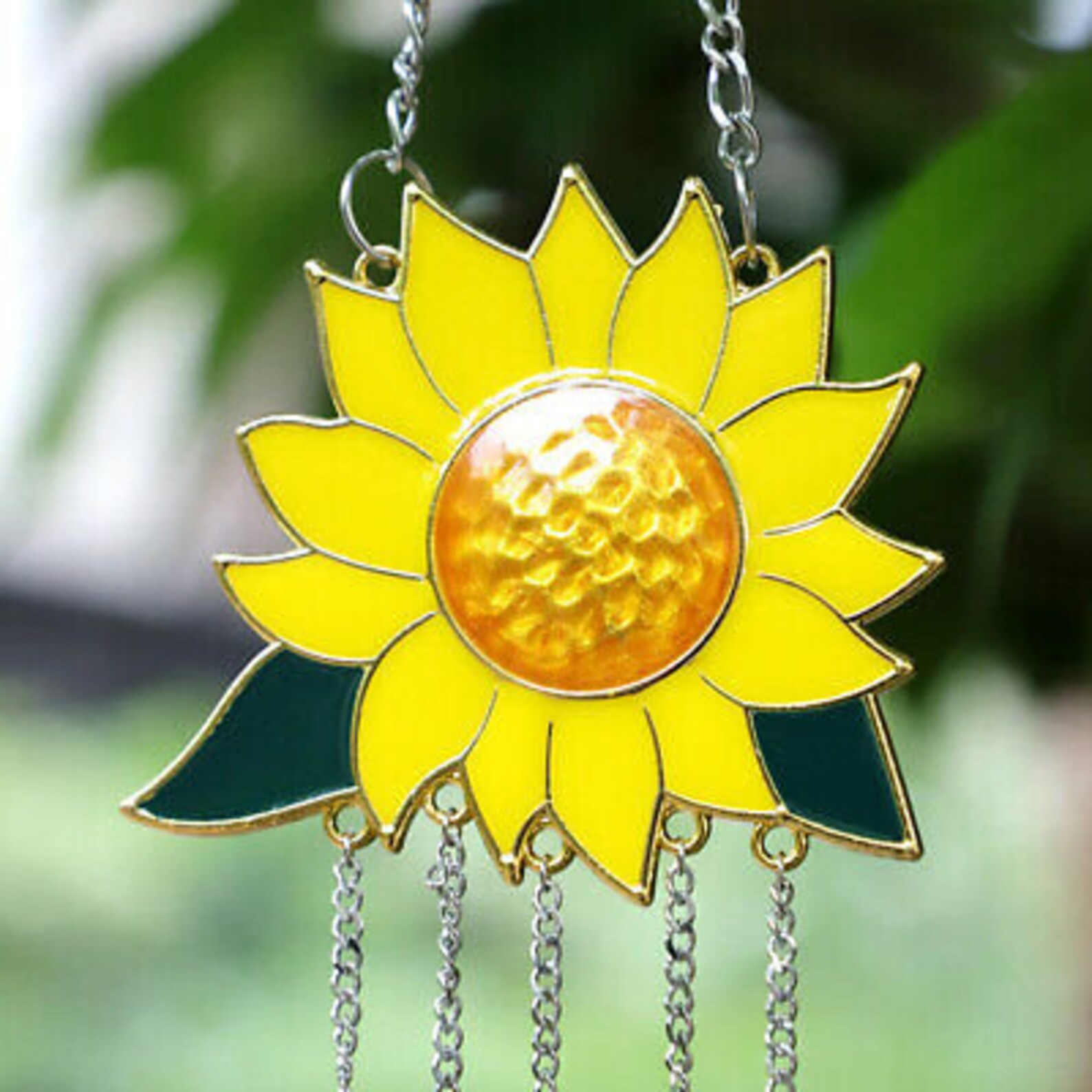 Hanging Metal Sunflower Wind Chimes Etsy
