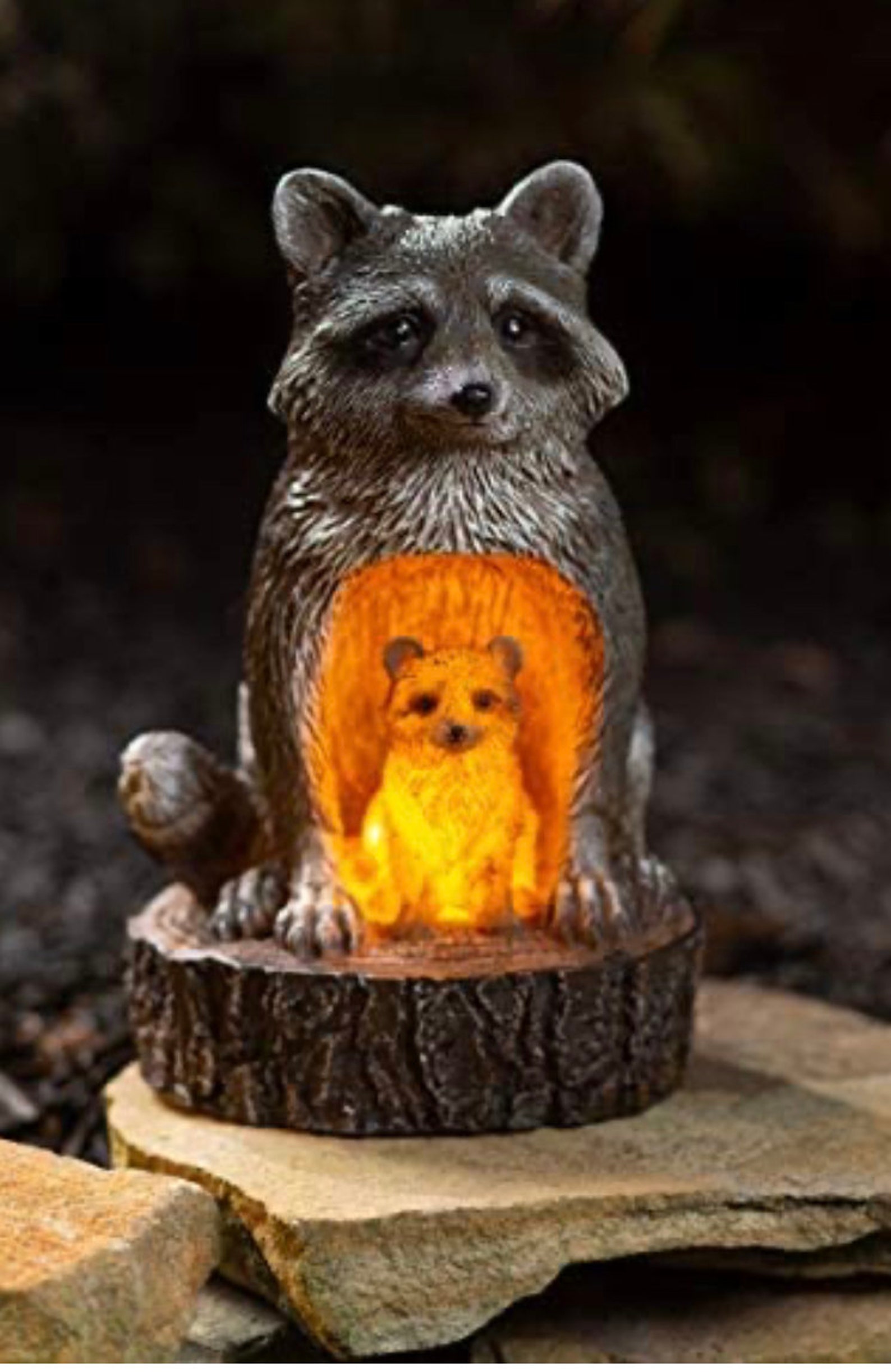 Raccoon Family Garden Animal Statue Etsy