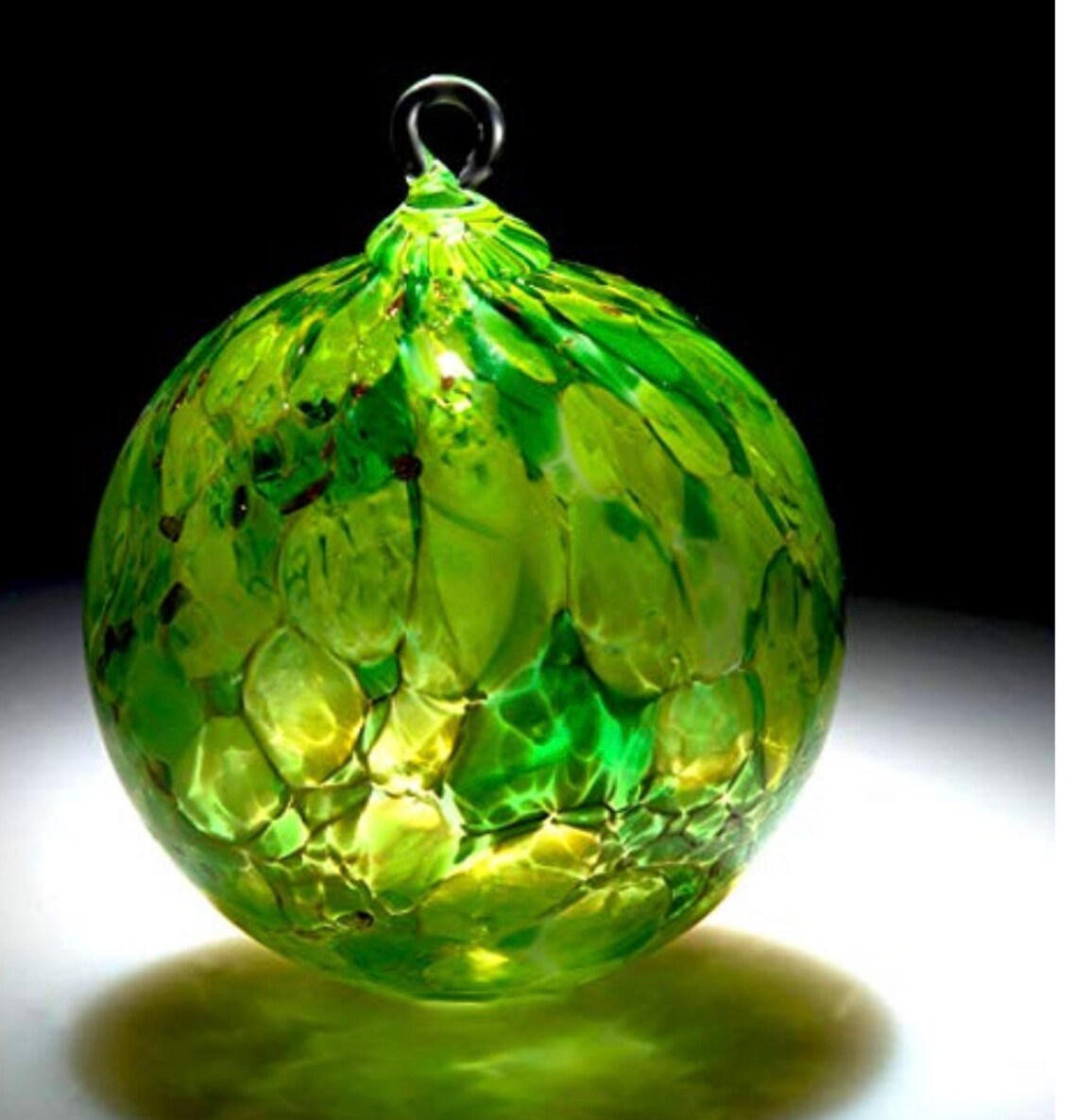 Green Colorful Hand Blown Glass Hanging Orb Etsy