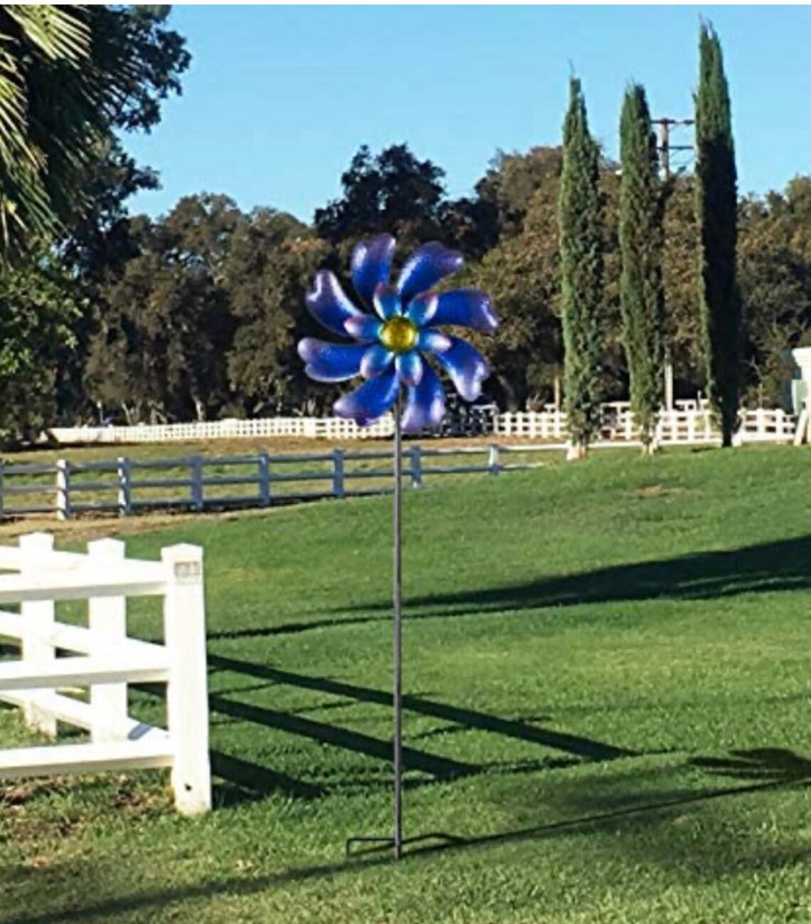 Rústico flor azul giratorio jardín estaca viento rotador | Etsy