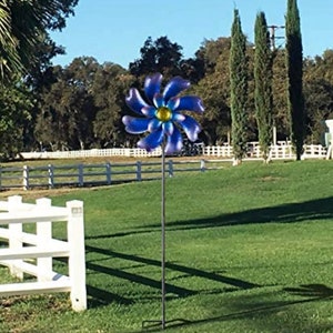 Rústico flor azul giratorio jardín estaca viento rotador | Etsy