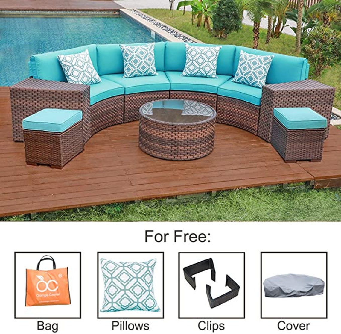 Casual 9Piece Patio Furniture Set HalfMoon Sofa Outdoor Etsy