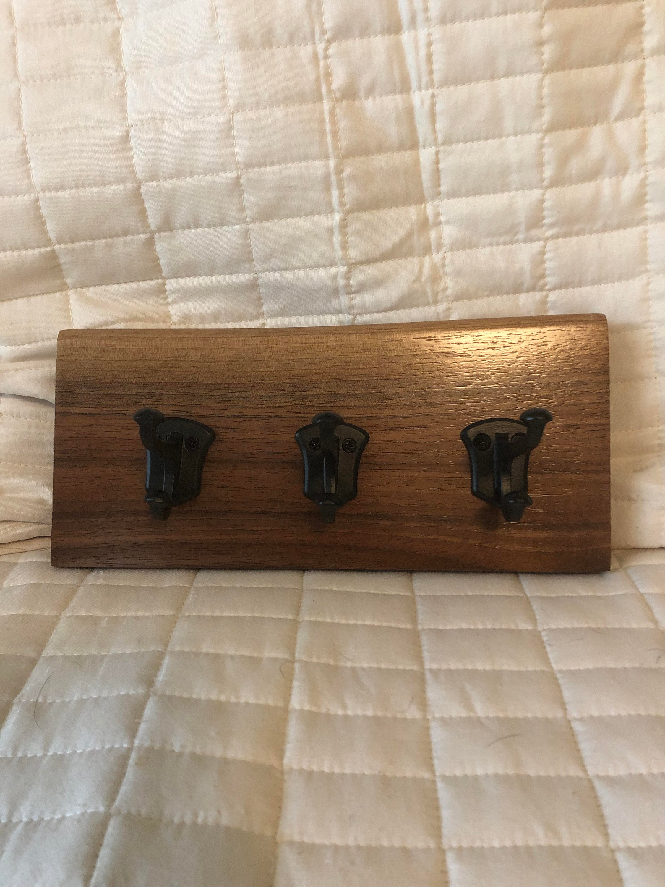 Key Rack Wall Mounted Walnut Live Edge Wood Cast Iron Key Rack - Etsy