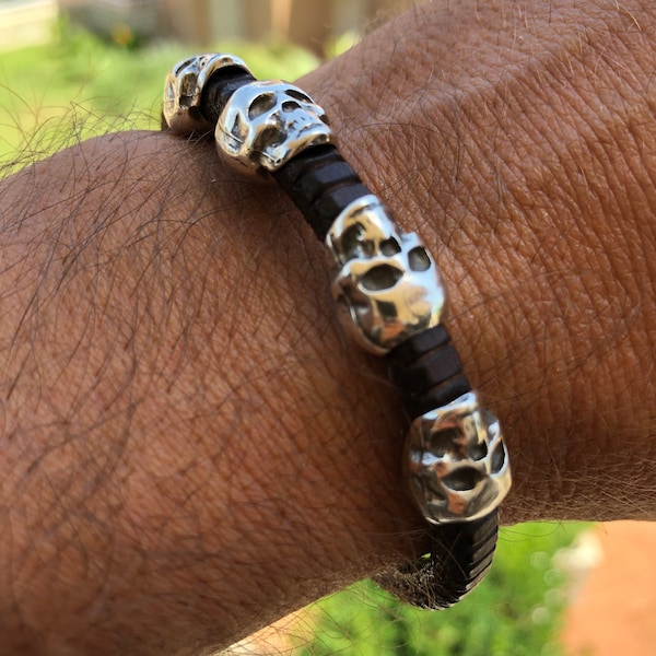 Mens Skull Bracelet Etsy