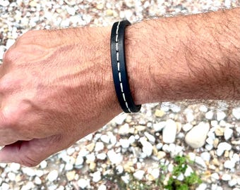 Bracelet in silver and leather, for Men, boho bracelet, Spanish leather, UNISEX FILY MODEL, man bracelet, handmade jewelry