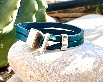 Unisex bracelet, leather and silver bracelet, original bracelet, ANCL MODEL, friend gift, original design by OBBVIUS, men, handmade jewelry,