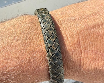 Bracelet in silver and leather, for Men, boho bracelet, Spanish leather, UNISEX CHEV MODEL, braided skin, handmade jewelry