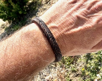 Bracelet in silver and leather, for Men, boho bracelet, Spanish leather, UNISEX BIMBO MODEL, braided skin, handmade jewelry