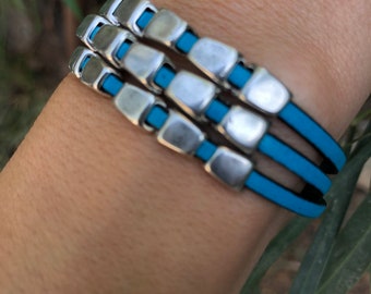 UNISEX bracelet, leather and silver bracelet, original bracelet, JAVEA S MODEL trm, wrap bracelet, original by obbvius, handmade jewelry