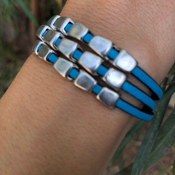 UNISEX bracelet, leather and silver bracelet, original bracelet, JAVEA S MODEL trm, wrap bracelet, original by obbvius, handmade jewelry